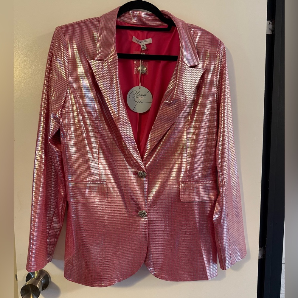 Chic Soul Shimmering Pink Blazer